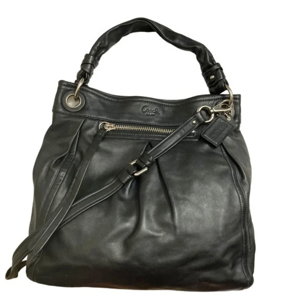 Coach black leather Parker Convertible Hippie Bag f13411